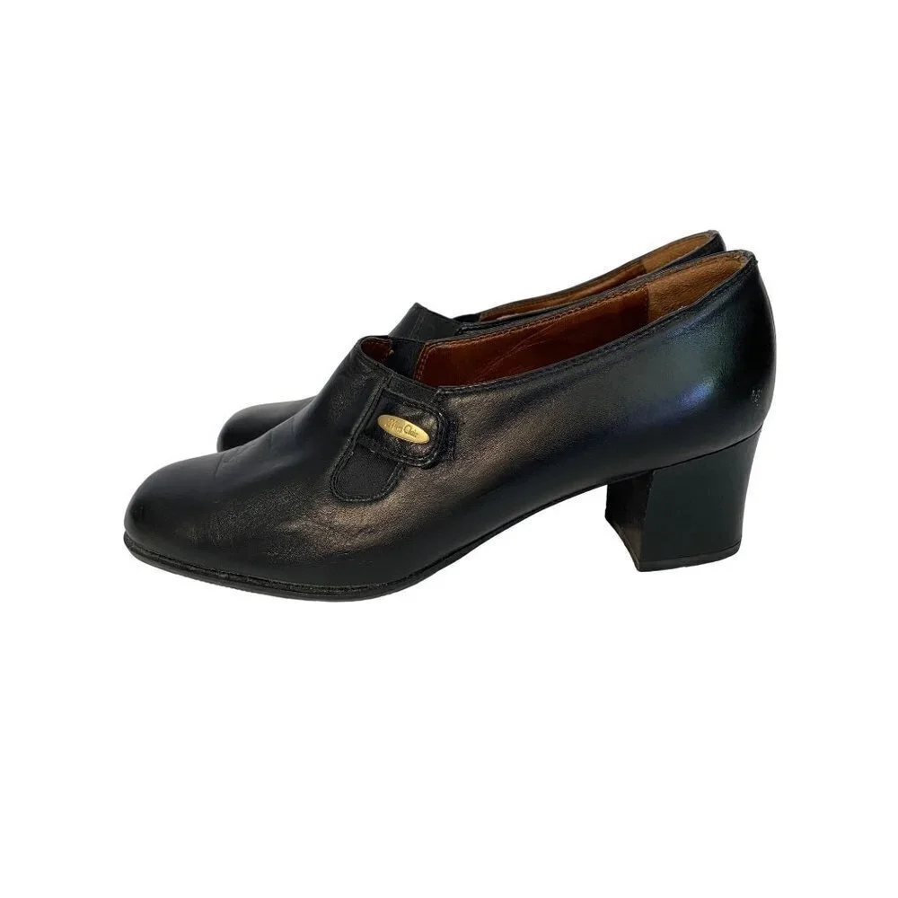 Vintage‎ 80's Miss Clair Linea Young Black Italian Leather Shoes Size 37